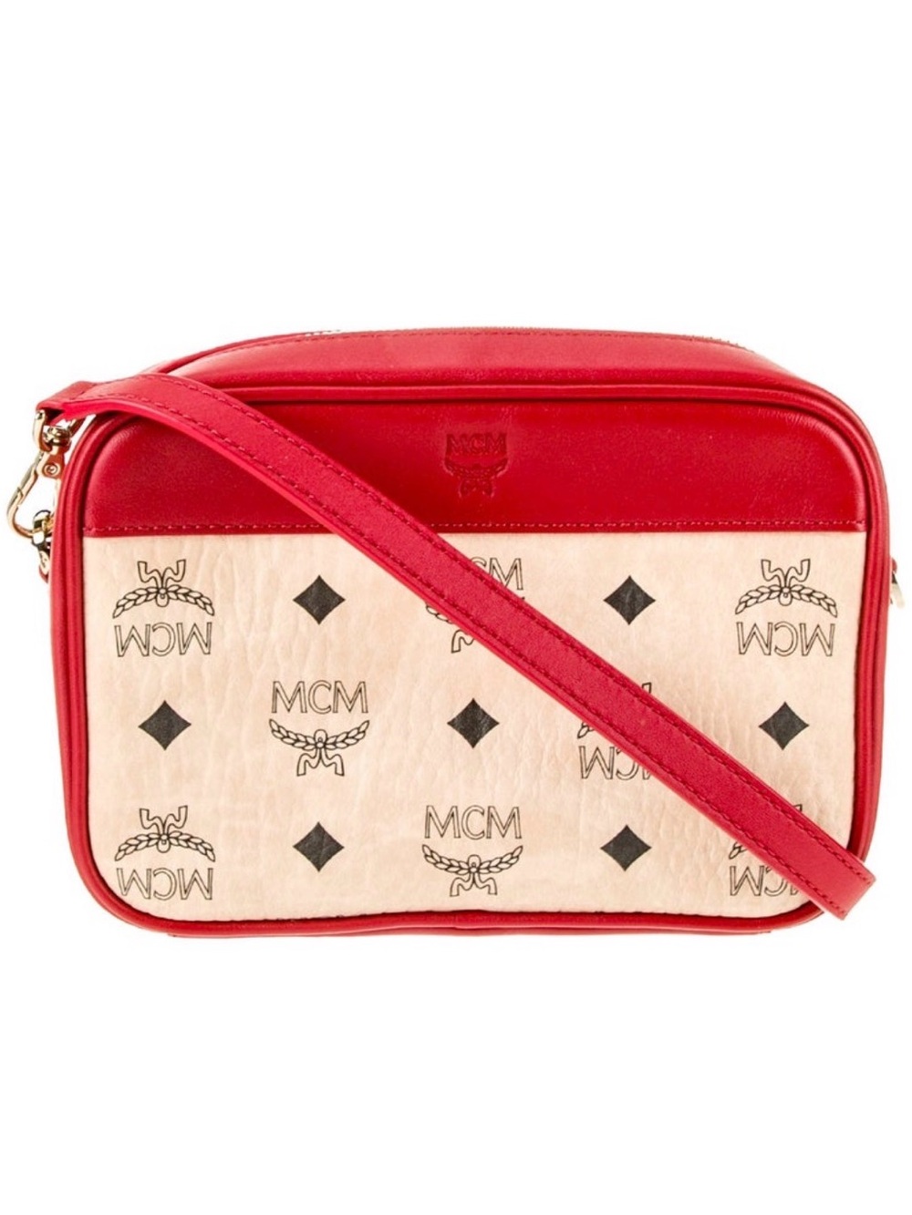 MCM Red and Cream Crossbody Bag